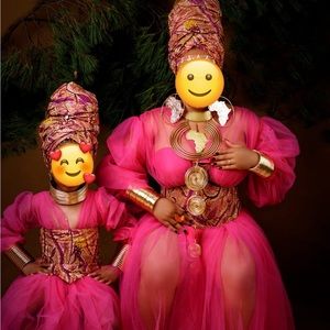 Mummy and me African print tulle dress